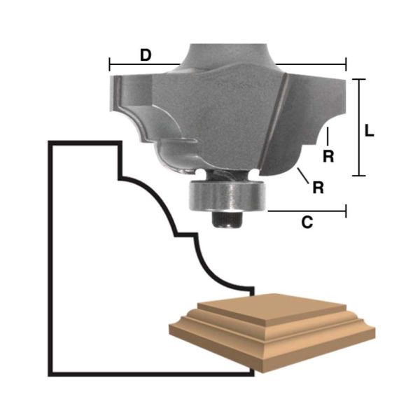 Eagle America 5/32 Inch Double Roman Ogee Router Bits 1-1/4 Inch LD x 1 ...