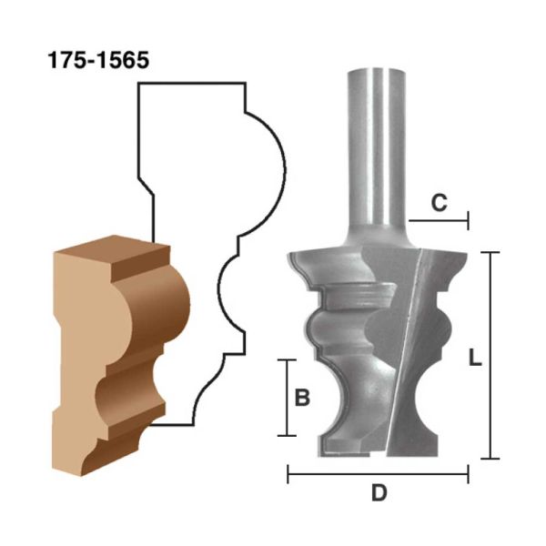 Eagle America Chair Rail Router Bits 1-5/8 Inch CL x 1/2 Inch shank