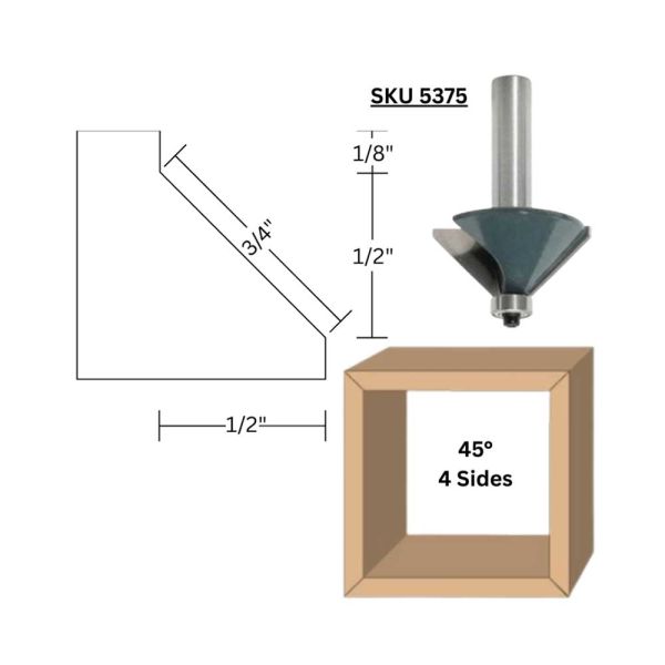 MLCS 45° Chamfer Router Bits 5/8