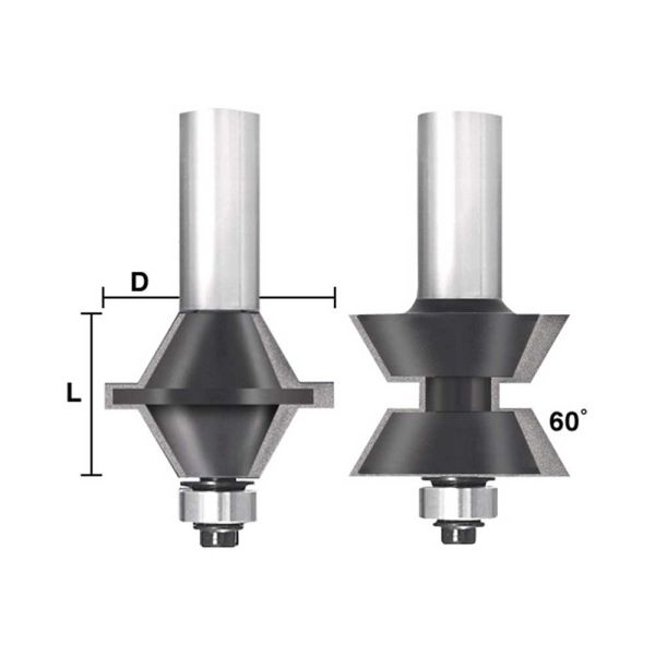 MLCS 60° Edge Banding Router Bits Set - 1/2 Inch shank for 1/2 Inch to ...