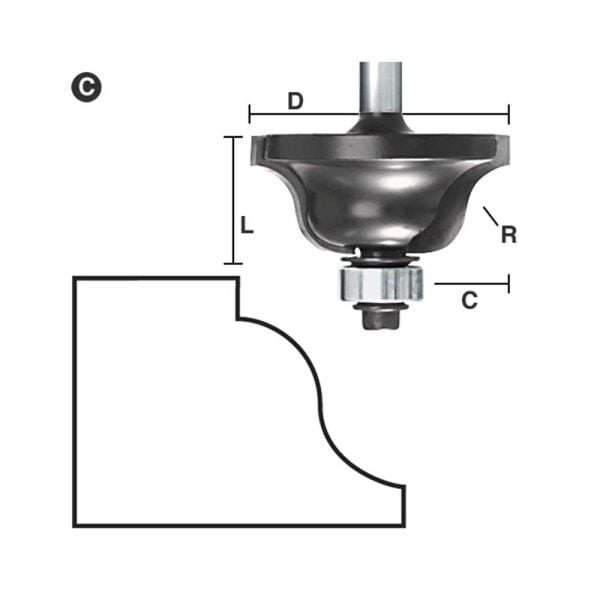 MLCS 1/4 Inch Roman Ogee Router Bits 3/4 Inch CL x 1/2 Inch shank