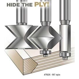 MLCS Edge Banding Router Bits Set - 90° V-Groove with Flush Trim Bit